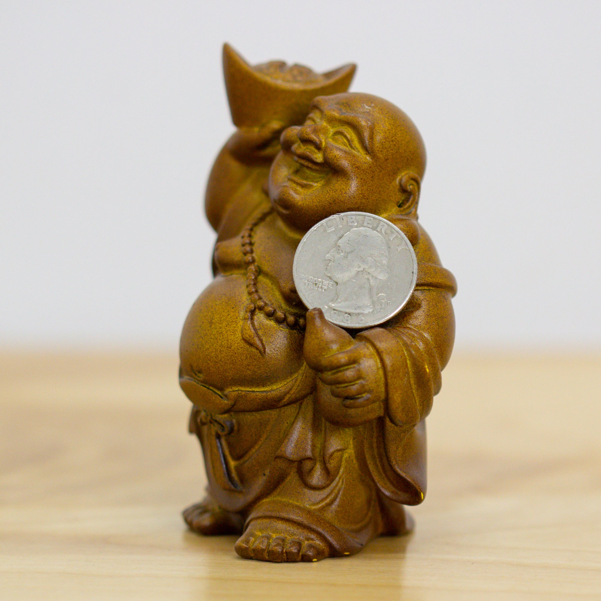 Natural Brown Resin Laughing Buddha Figurines