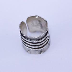 Handmade Soldered Silver Striped Band Ring