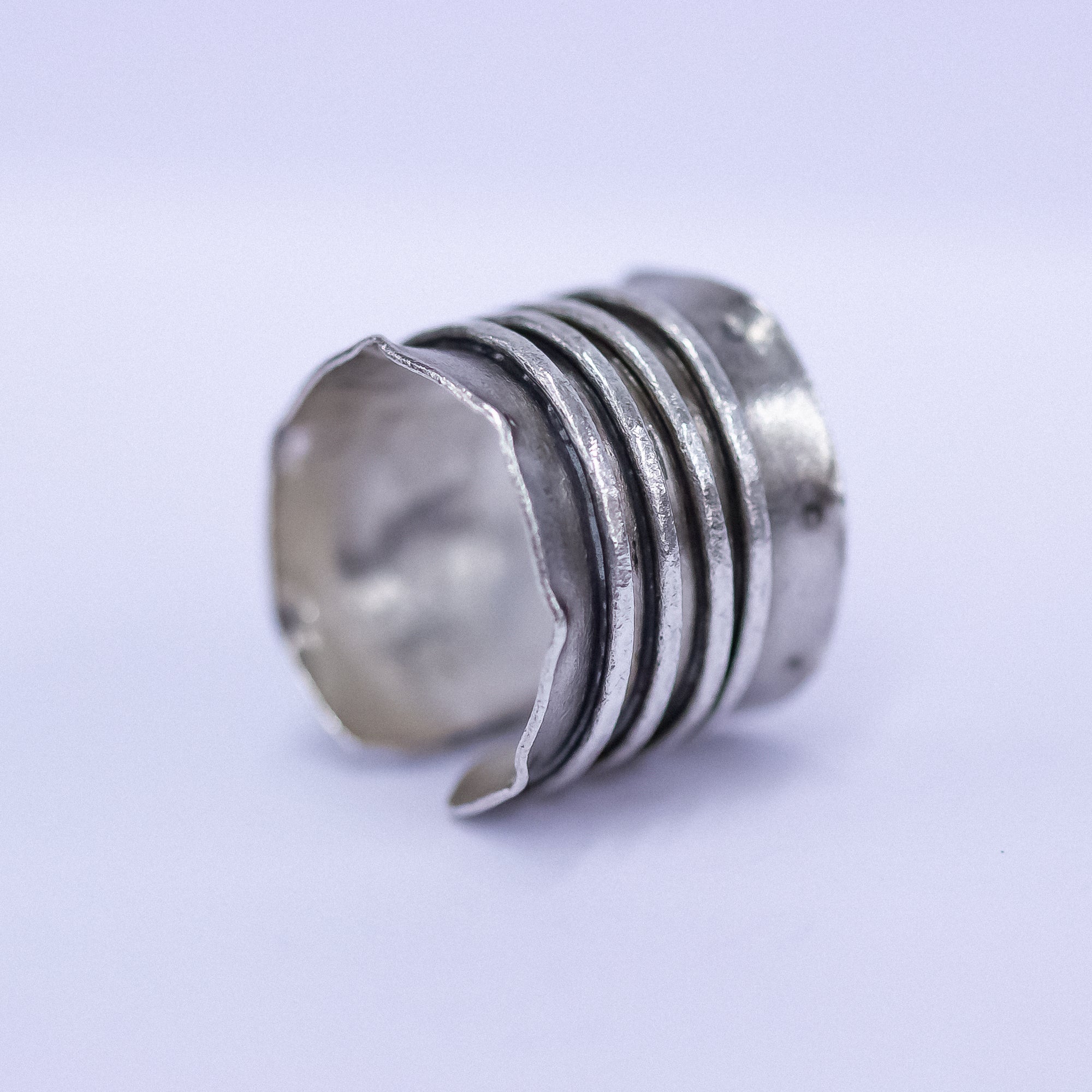 Handmade Soldered Silver Striped Band Ring