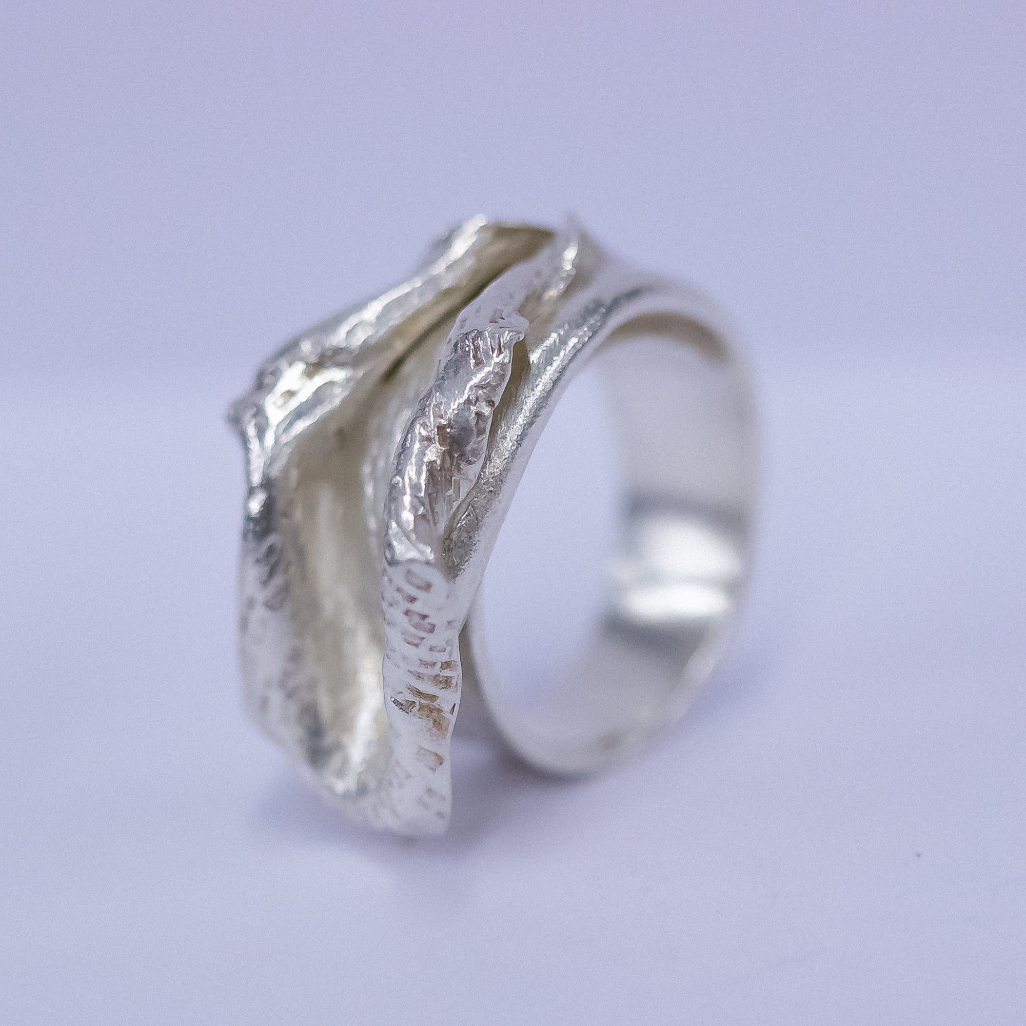 Handmade Curled Petal Adjustable Silver Ring