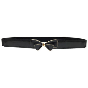 Gold Accented Bow Clasp Elastic Belt