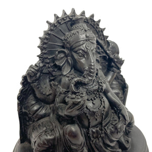 Ganesha Eating Sweets Black Resin Statue
