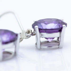 Diamond Cut Amethyst Gemstone Earrings