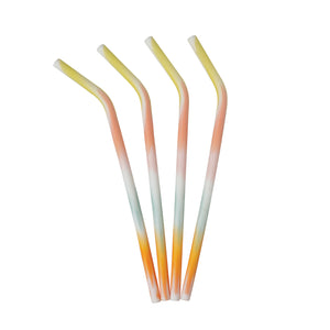 Krumbs Kitchen Multicolor Ombre Silicone Drinking Straws