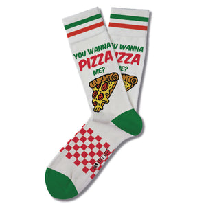 "you wanna pizza me?" Two Left Feet Socks fun printed checked print cotton spandex cushioned sock