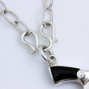Silver Revolver Pendant on Handmade Thai Chain
