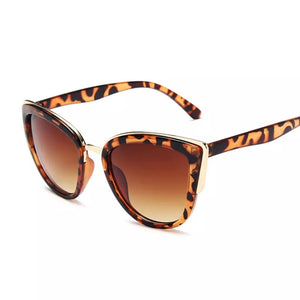 Gold Accent Rounded Cat Eye Fashion Sunglasses