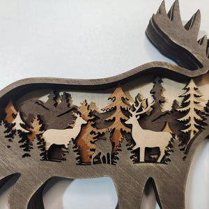 Layered Wood Forest Animal Cut Out Scenic Shelf Display