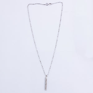 Sterling Silver Stamped Bar Pendant Necklace