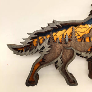 Layered Wood Forest Animal Cut Out Scenic Shelf Display