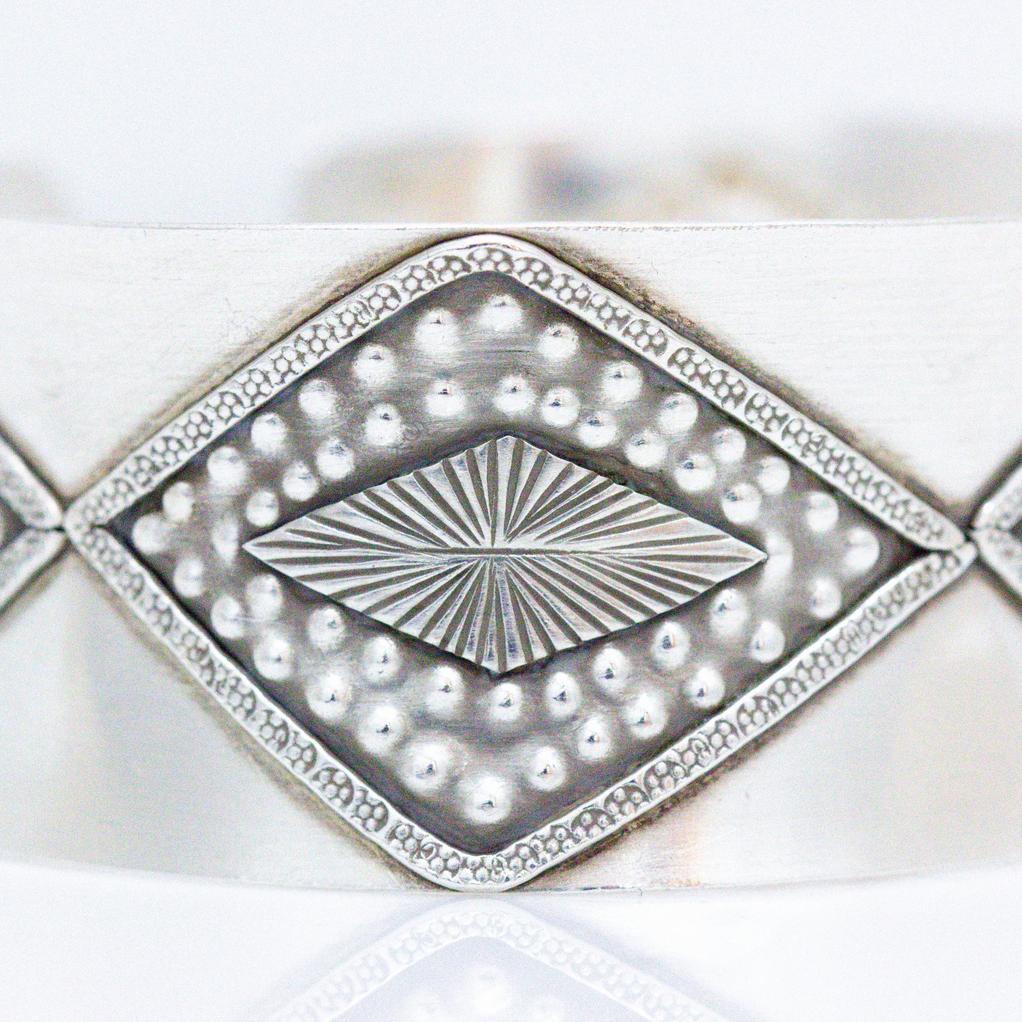 Southwest Diamond Stamped Sterling Silver Cuff