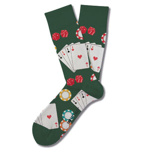 "You're Bluffing" Two Left Feet Socks fun printed poker chip dice aces print cotton spandex cushioned sock