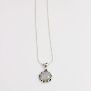 Sterling Silver Labradorite & Moonstone Pendant Necklace