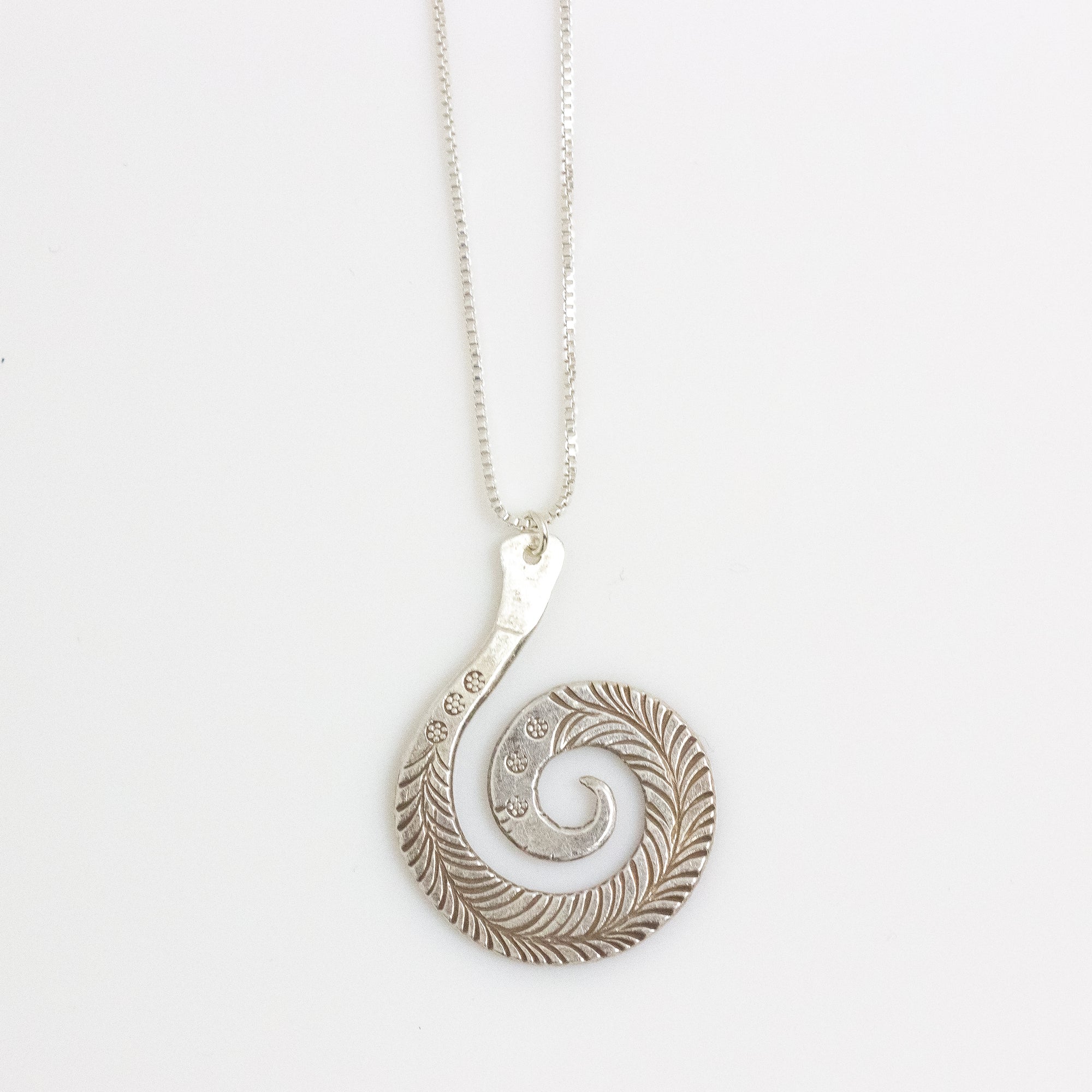 Handmade Feathered Spiral Necklace