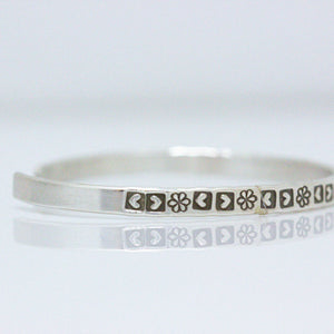 Flower Power Stamped Silver Bracelet
