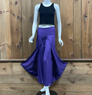 Full Figure Solid Color Wide-Leg Wrap Style Rayon Palazzo Pants