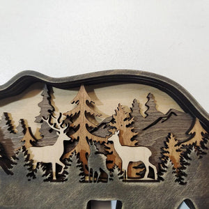 Layered Wood Forest Animal Cut Out Scenic Shelf Display