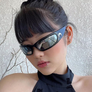 Retro Moon Skinny Rectangle Fashion Sunglasses