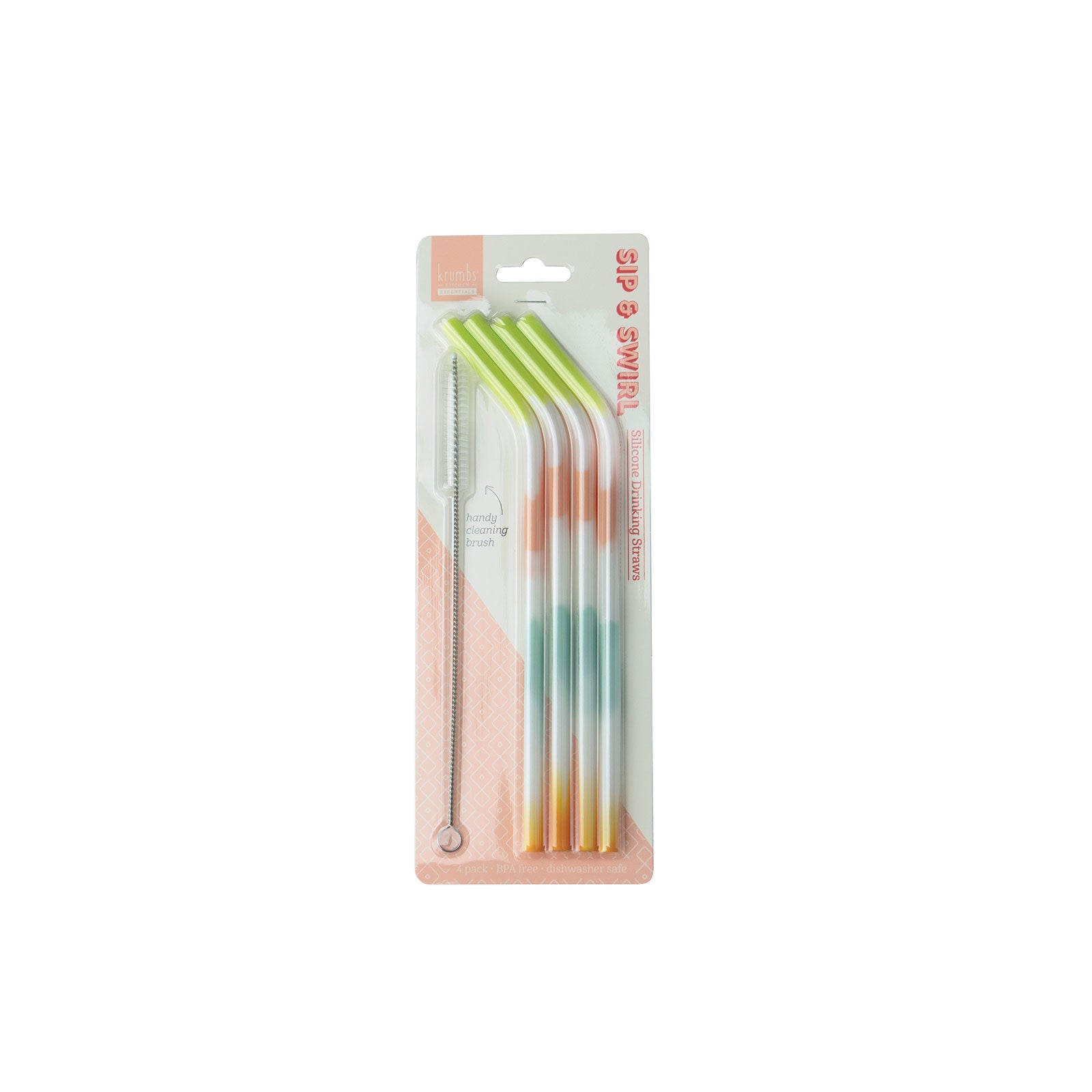 Krumbs Kitchen Multicolor Ombre Silicone Drinking Straws