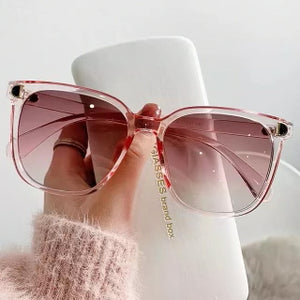 D's Oversized Clear Color Rounded Fashion Sunglasses