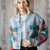 Southwest Aztec Contrast Denim Cropped Jacket