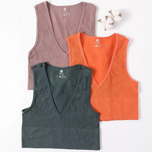 Ribbed Deep V-Neck Bralette Top