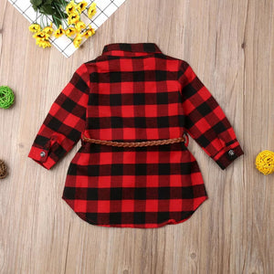 Girl’s Buffalo Plaid Long Sleeve Tunic Dress