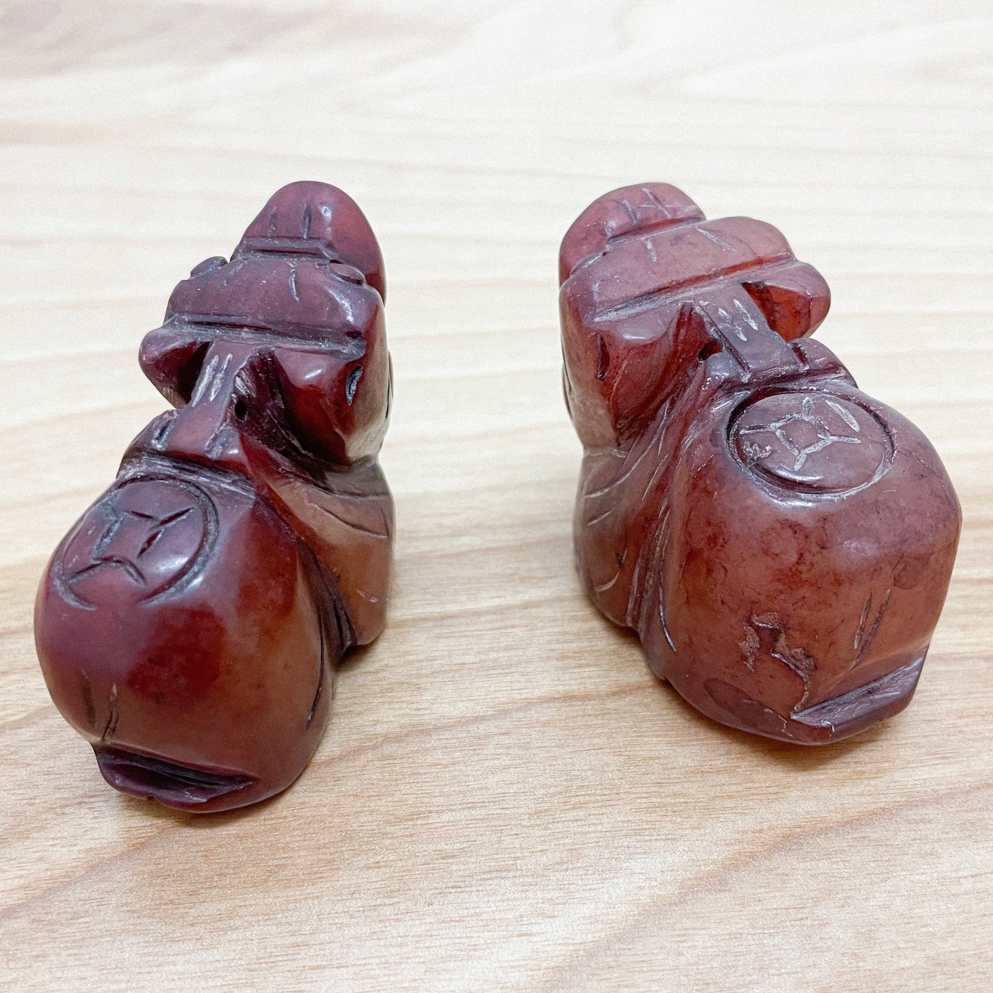 Red Jade Pi Yao Prayer Statues