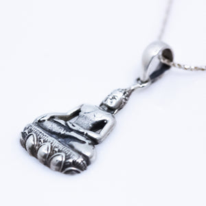 Silver Earth Touching Buddha Necklace