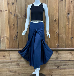 Full Figure Solid Color Wide-Leg Wrap Style Rayon Palazzo Pants