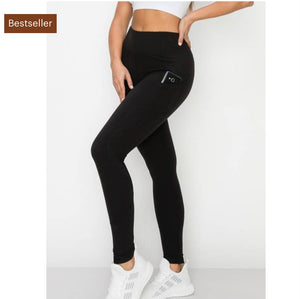 High-Waisted Seam Detail Yoga Pants with Pockets