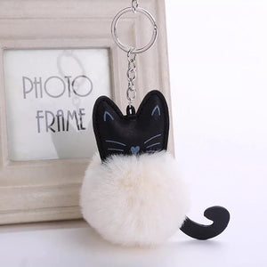 Pom-Pom Cat Keychain