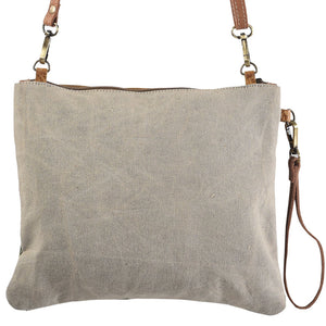 Upcycled Woven Southwestern Rug & Tooled Leather Crossbody Bag