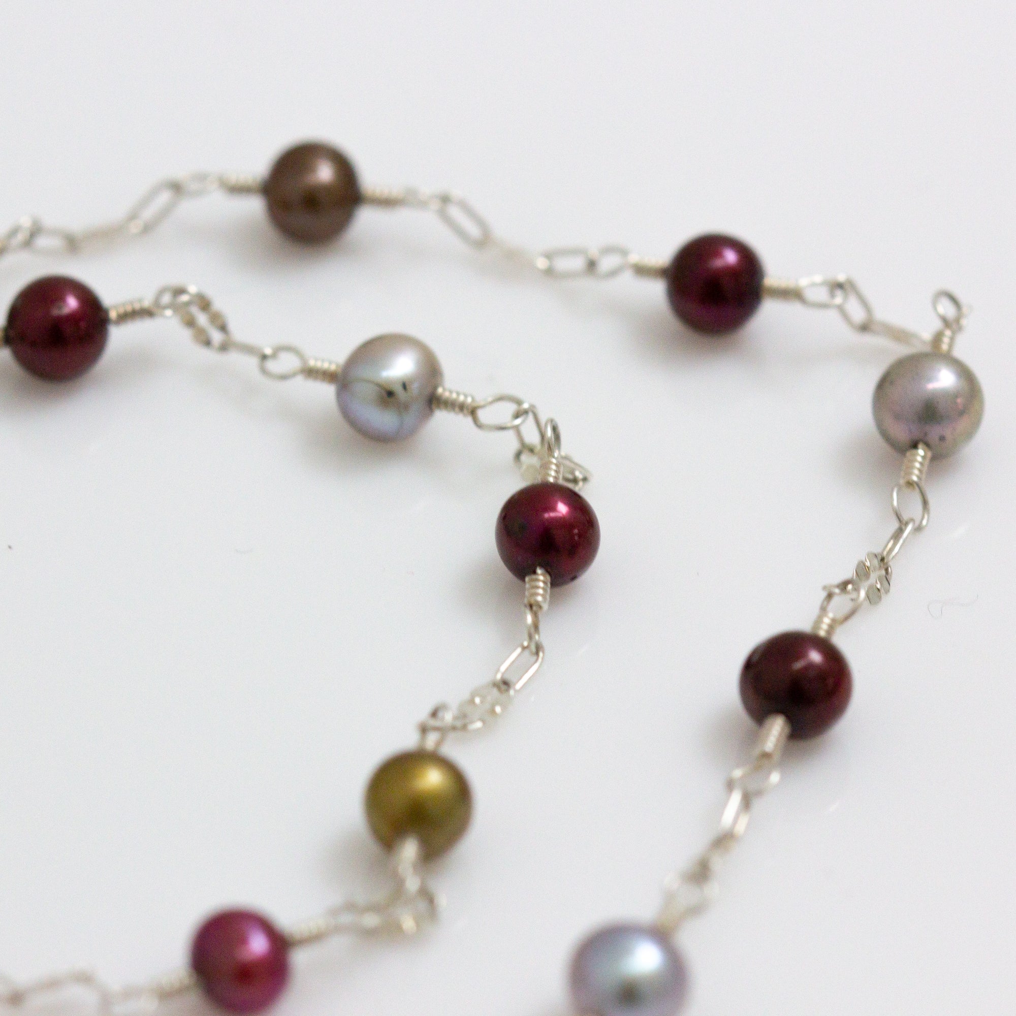 Hand Linked Colored Pearl Necklace