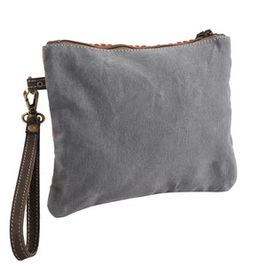 Upcycled Canvas & Leather Woven Southwest Rug Wristlets