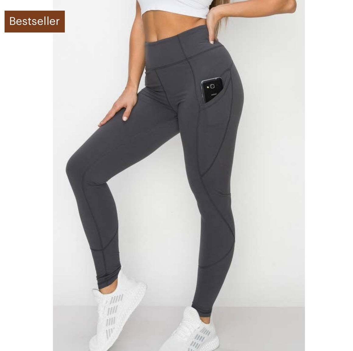 High-Waisted Seam Detail Yoga Pants with Pockets