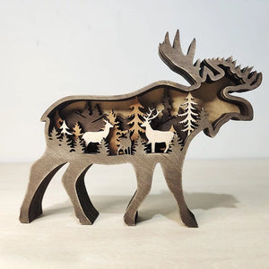 Layered Wood Forest Animal Cut Out Scenic Shelf Display