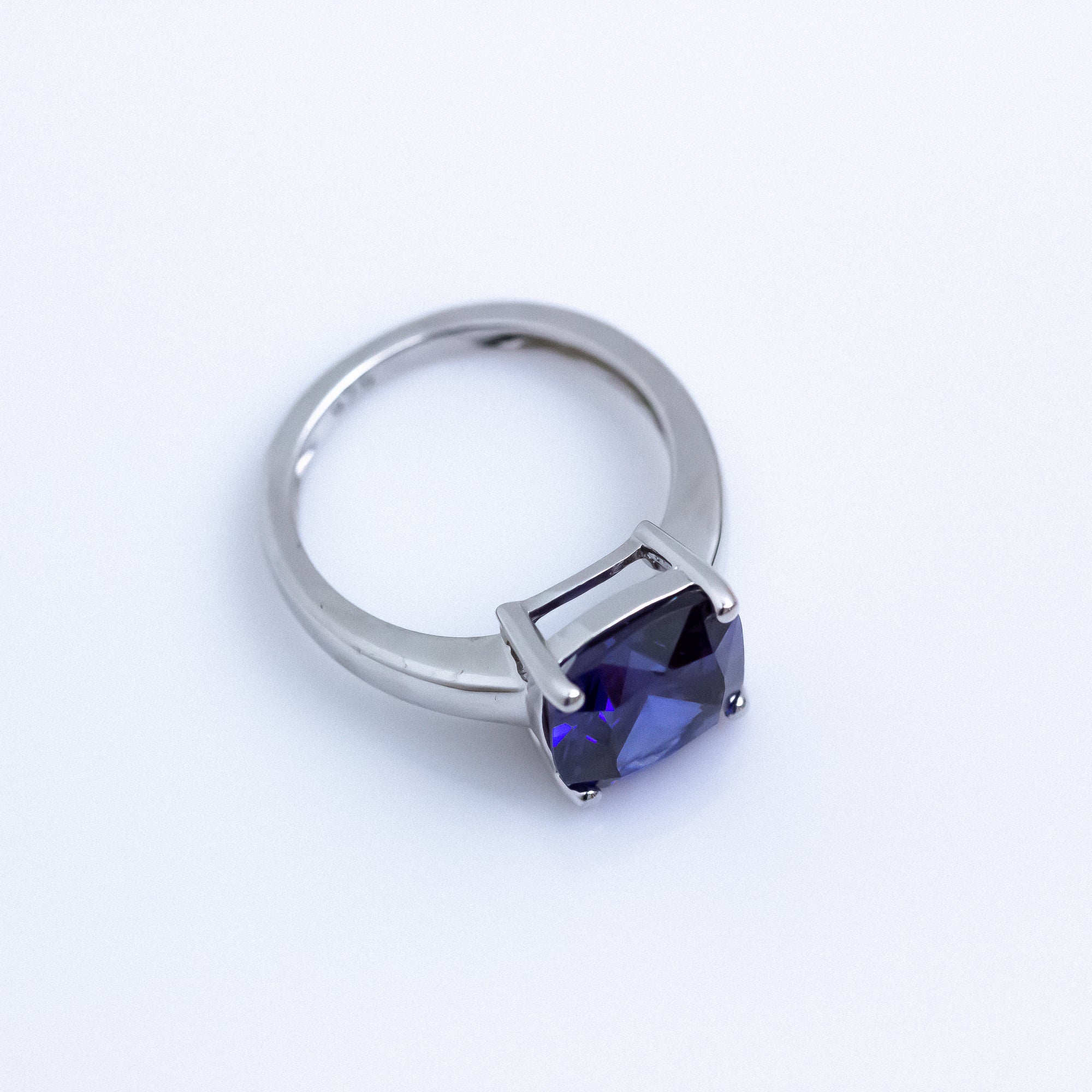 Diamond Cut Blue Crystal Ring