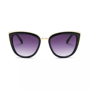Gold Accent Rounded Cat Eye Fashion Sunglasses