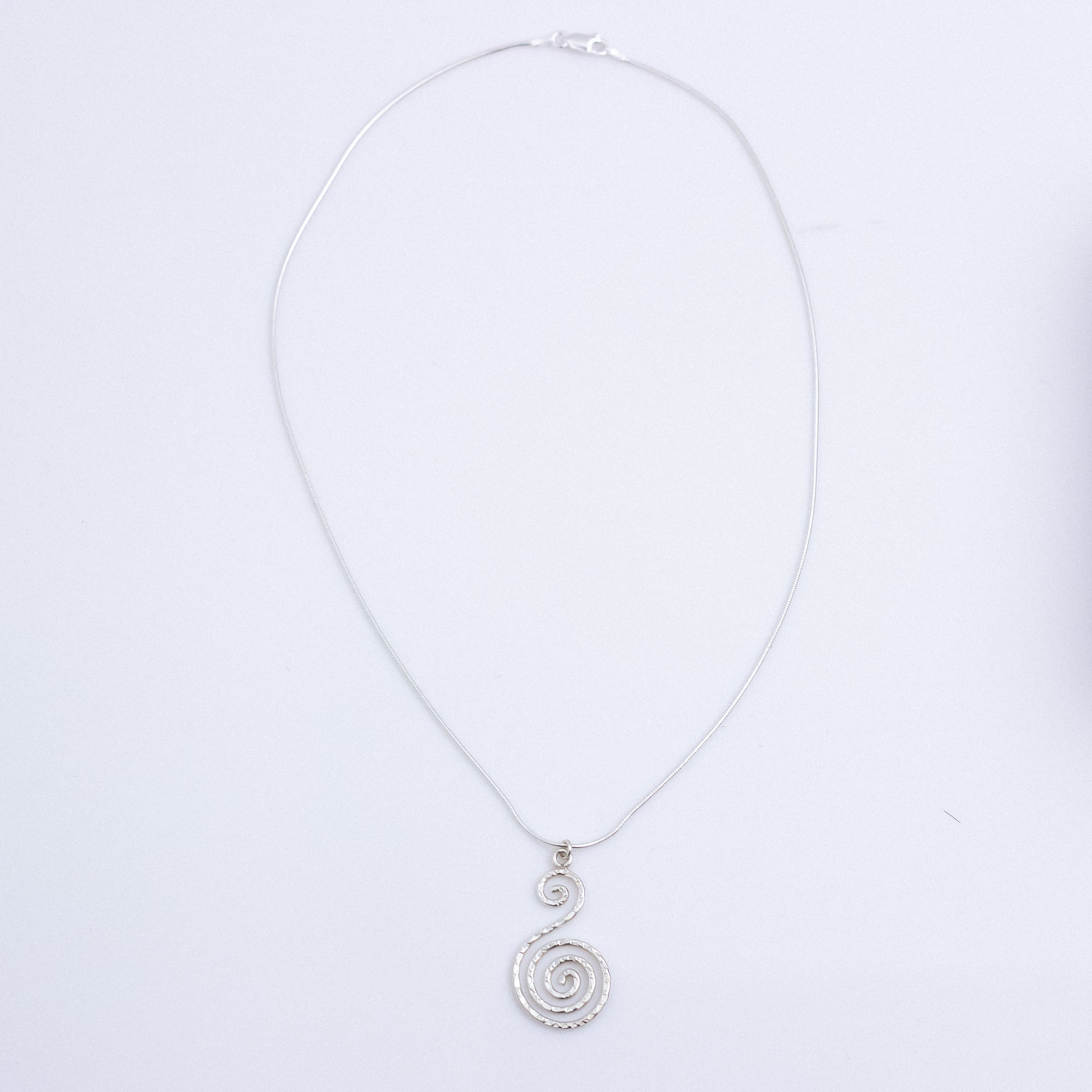 Sterling Silver Hammered Swirl Pendant Necklace