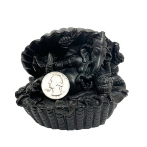 Resting Ganesha Handcast Black Resin Statue